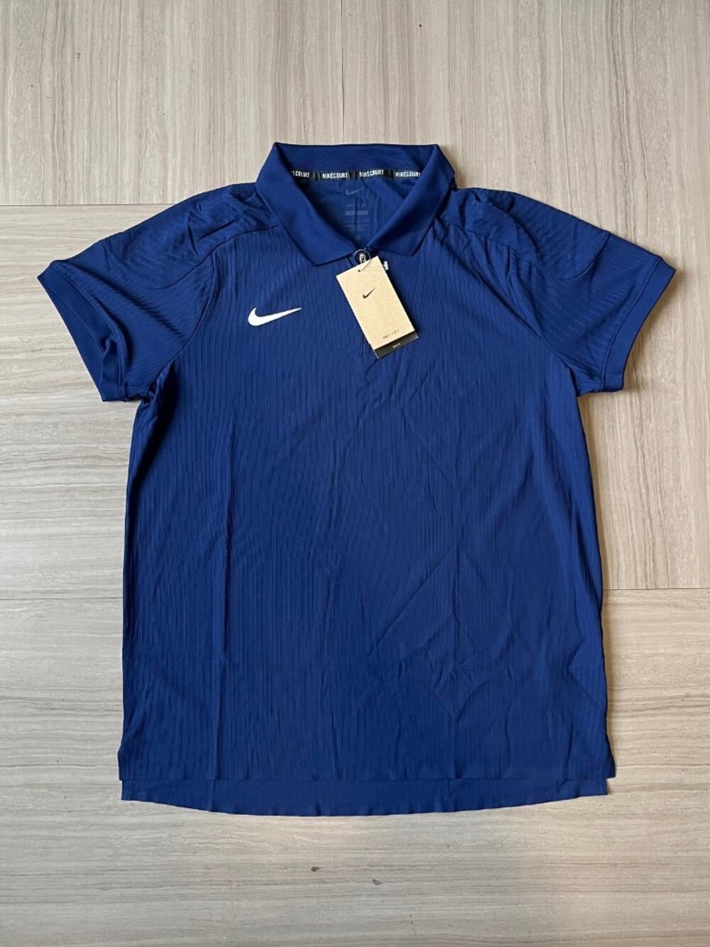 Nike Court Dri-FIT ADV Tennis Textured Polo Shirt | Size Men's Large | Navy Blue